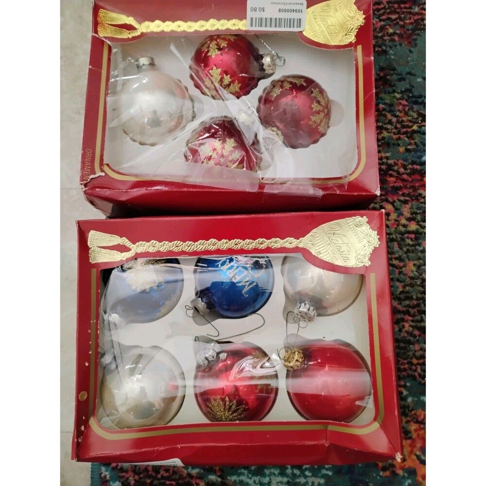 Vtg Rauch The Victoria Collection Glass Christmas Ornaments Lot 10 Bulbs USA